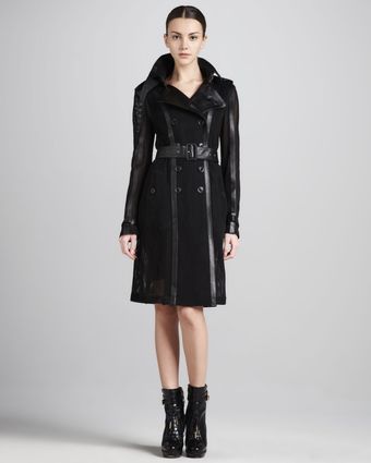Burberry Meshleather Trenchcoat - Lyst