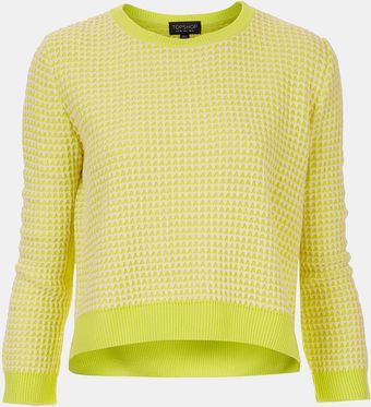 Topshop Neon Crop Sweater - Lyst