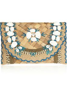 Anya Hindmarch Ipanema Shellembellished Straw and Raffia Clutch - Lyst