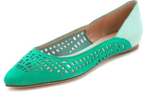 Belle By Sigerson Morrison Vada Laser Cut Ballet Flats in Green - Lyst