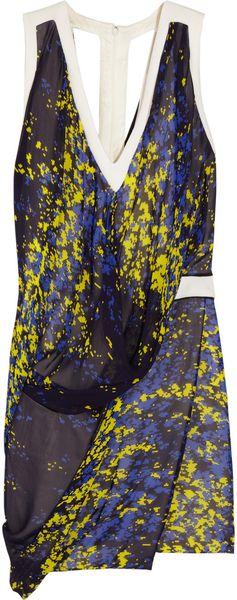 Pringle of Scotland Printed Georgette and Knittedjersey Dress - Lyst