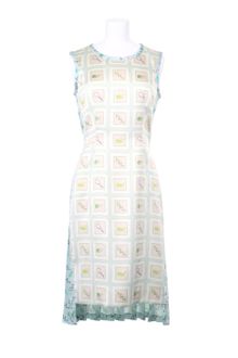 Thom Browne Waisted Dress in Silk with Whale and Racket Print On The Front - Lyst