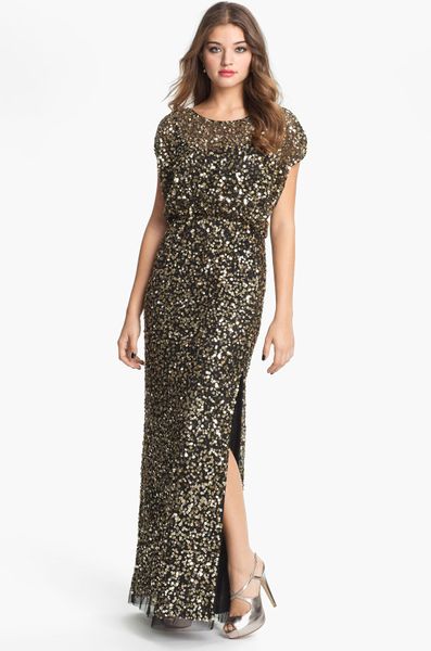 sequin mesh gown