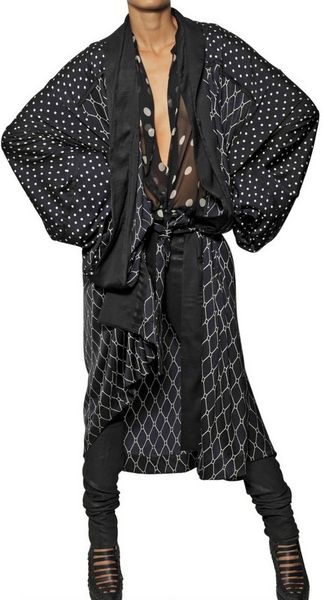 Haider Ackermann Printed Techno Satin Coat in Blue (multi) | Lyst