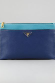 Prada Saffiano Bicolor Pouch - Lyst