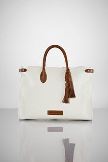 Ralph Lauren Canvasleather Tassel Tote - Lyst