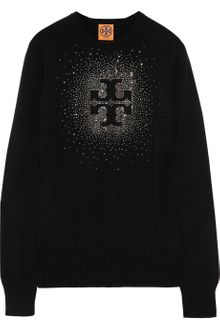 Tory Burch Crystalembellished Wool and Cashmereblend Sweater - Lyst