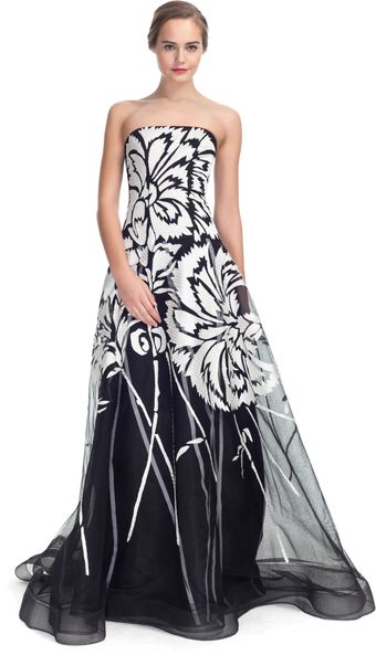 Carolina Herrera Silk Strapless Gown - Lyst