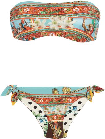 Dolce & Gabbana Reversible Printed Bandeau Bikini - Lyst