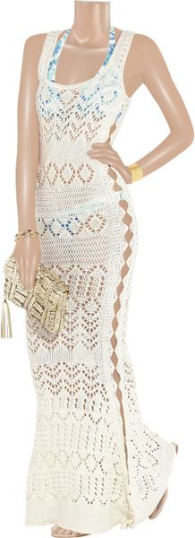Emilio Pucci Crochet Knit Cotton Maxi Dress In White Lyst