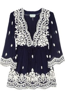Leaves Of Grass Aria Embroidered Silkgeorgette Top - Lyst
