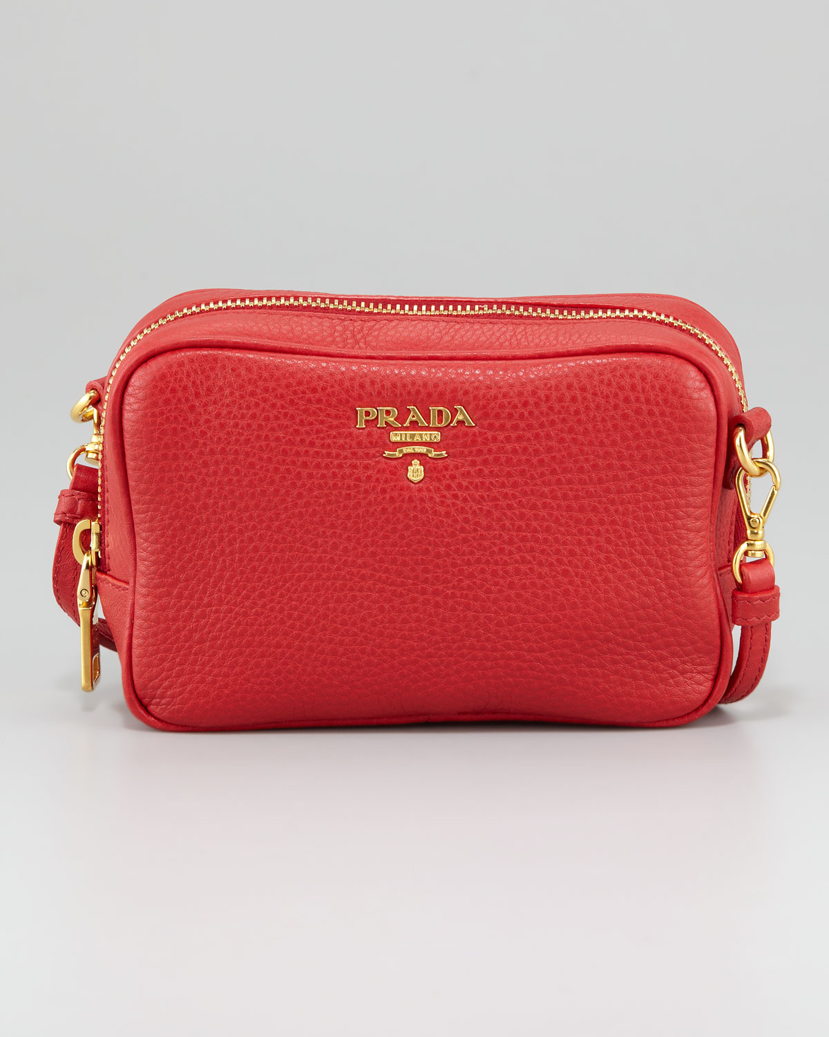 Prada Mini Zip Crossbody Bag in Red | Lyst
