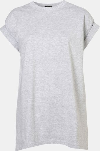 Topshop Oversized Roll Sleeve Tee - Lyst