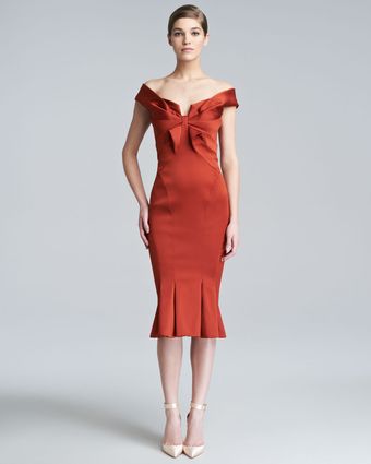 Zac Posen Duchess Satin Fitted Dr - Lyst