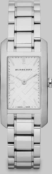 Burberry Check Stamped Rectangular Stainless Steel Watchsilvertone - Lyst