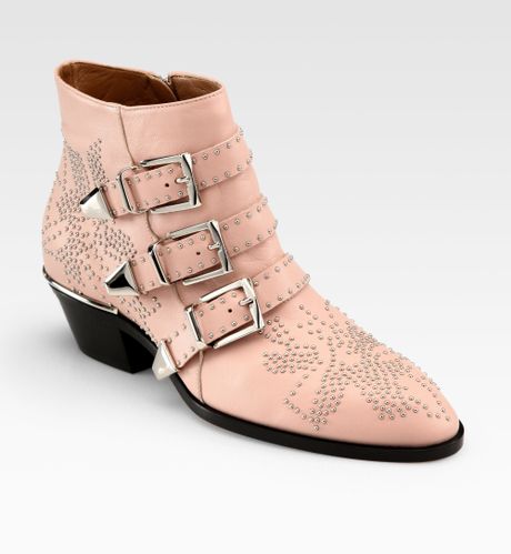 studded suzanna buckle ankle boots leather nude