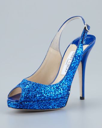 Jimmy Choo Clue Glitter Platform Slingback - Lyst