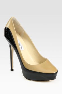 Jimmy Choo Sepia Patent Leather Trimmed Pumps - Lyst