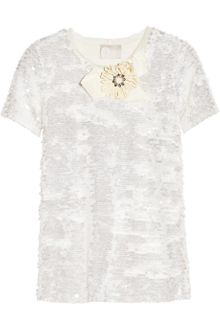 Lanvin Embellished Sequined Jersey Top - Lyst