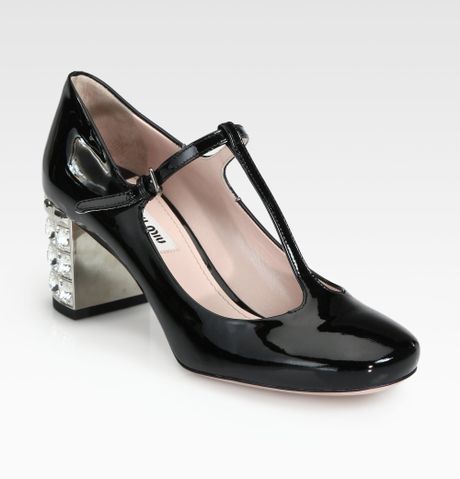 miu miu black patent leather pumps
