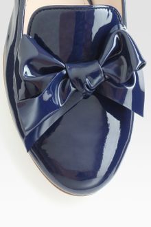 Miu Miu Jeweled Patent Leather Bow Smoking Slippers - Lyst