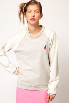 Peter Jensen Reverse Sweatshirt with Bunny Applique Logo - Lyst