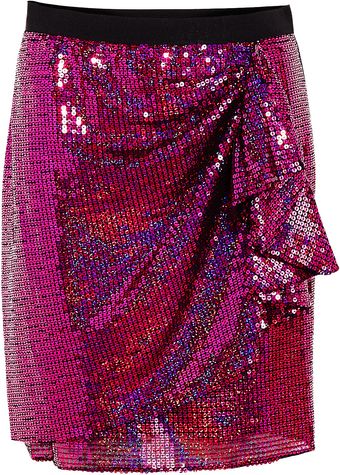 DKNY Embellished Tulle Sequin Skirt with Side Gather Detail - Lyst