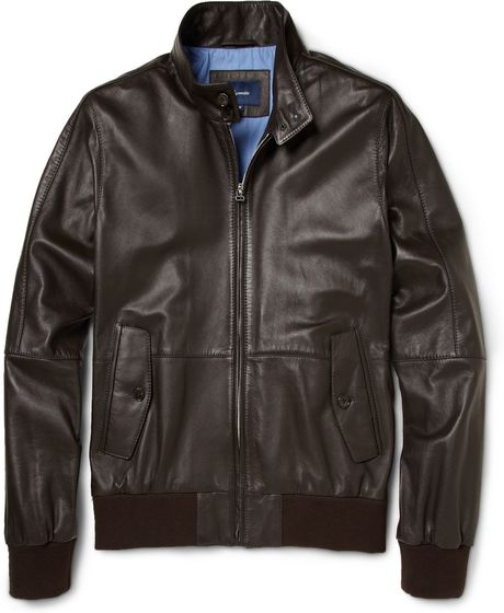 Faconnable Leather Jacket in Brown for Men - Lyst