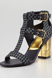 Laurence Dacade Metallic Suede Buckled Ankle Sandal - Lyst