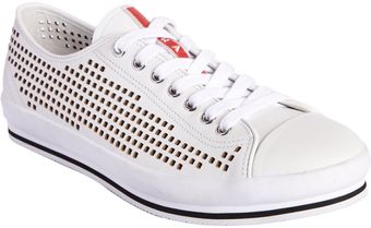 Prada Perforated Lowtop Laceup Sneakers - Lyst