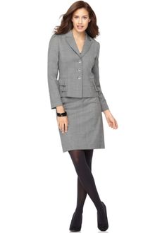 Tahari Three Quarter Sleeve Ruffled Jacket Skirt - Lyst