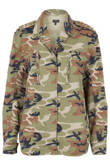 Topshop Gold Studded Camo Jacket - Lyst