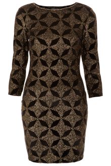 Topshop Star Glitter Velvet Bodycon Dress - Lyst