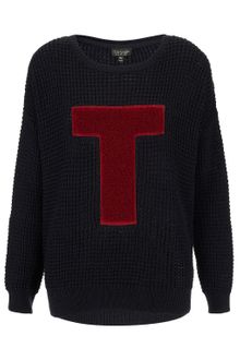 Topshop Knitted T Motif Jumper - Lyst