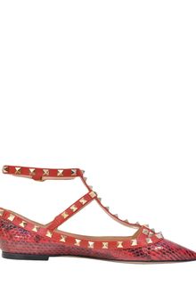 Valentino Rockstud Python Ballerina - Lyst