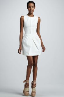 Vera Wang Corseted Cotton Poplin Dress White - Lyst