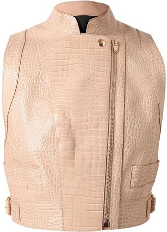 Alexander Wang Crocodile Embossed Leather Biker Vest - Lyst
