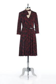 Anne Klein Printed Tie-neck Dress - Lyst