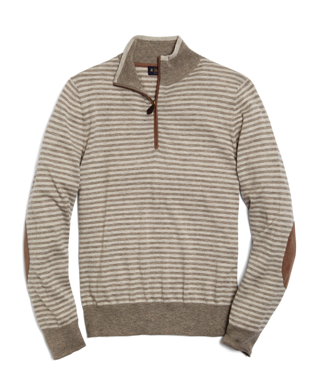 Brooks Brothers Merino Wool and Cotton Halfzip Sweater in Brown for Men
