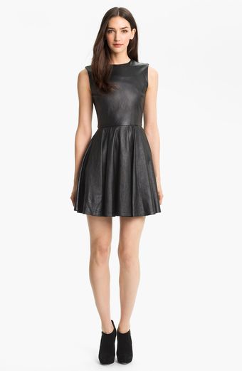 Diane Von Furstenberg Jeannie Leather Fit Flare Dress - Lyst