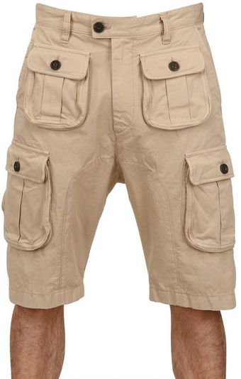 DSquared2 Dyed Military Cargo Cotton Canvas Shorts - Lyst