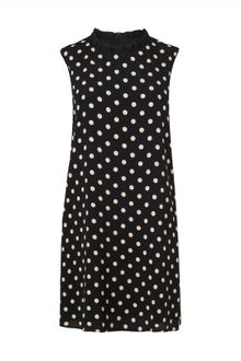 Jaeger Polka Dot Frill Neck Dress - Lyst