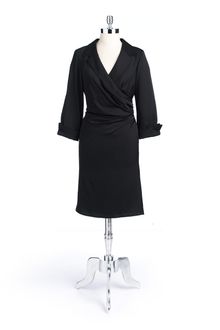 Jones New York Three-quarter Sleeve Tuxedo Dress - Lyst