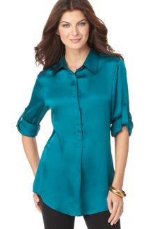 Jones New York Long Sleeve Button Down Tunic - Lyst
