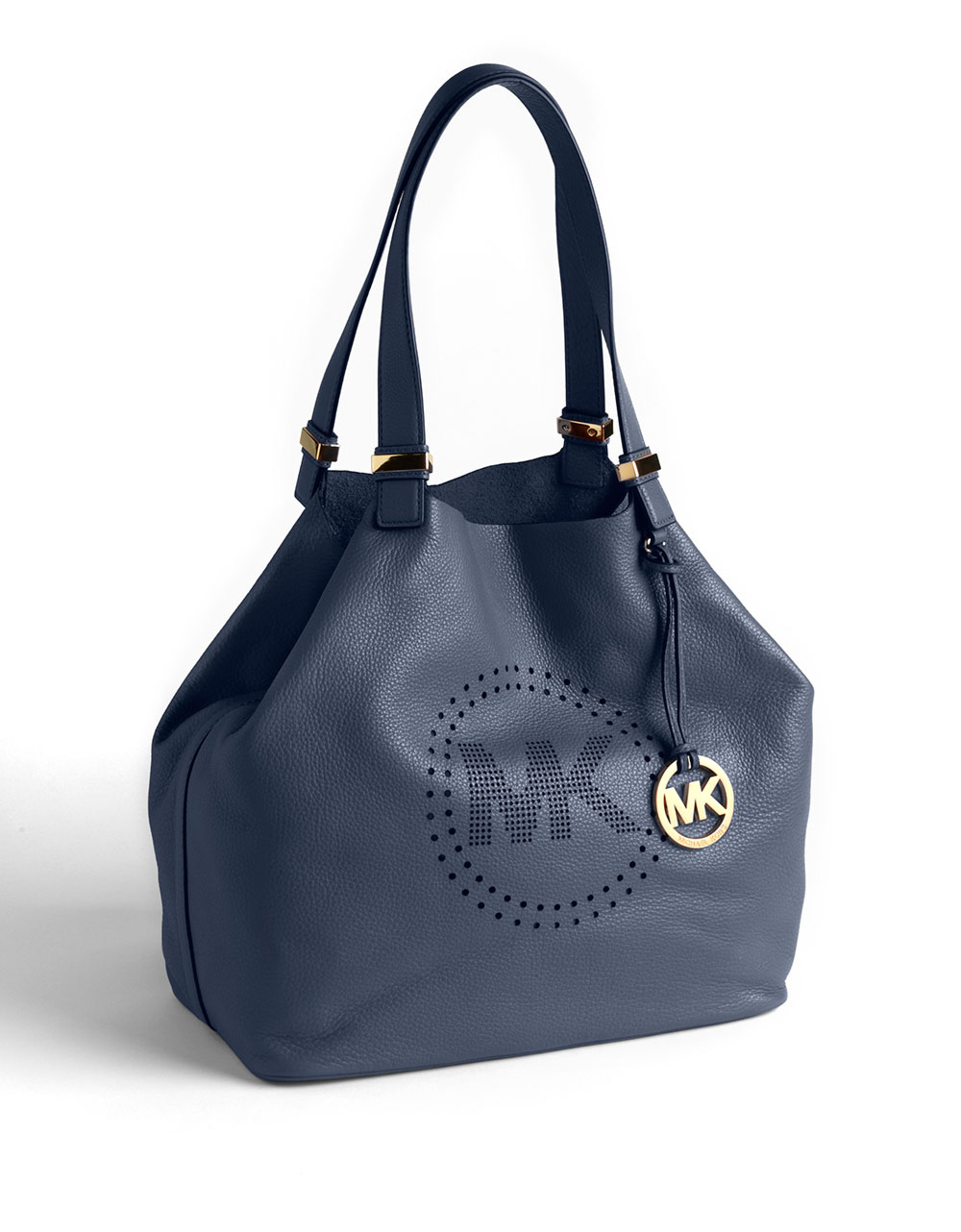 Michael Michael Kors Large Perforated Logo Leather Grab Bag in Blue ...