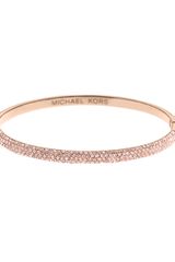 Michael Kors Rose Gold Tone Pave Hinge Bangle Bracelet