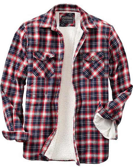 Old Navy Flannel Sherpa Lined Shirt Jackets in Red for Men (navyred ...