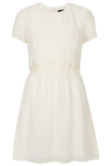 Topshop Crochet Waist Flippy Dress - Lyst