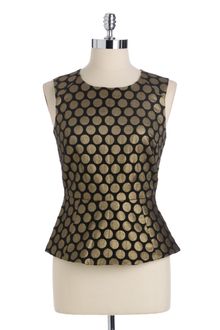 Vince Camuto Metallic Dot Peplum Top - Lyst