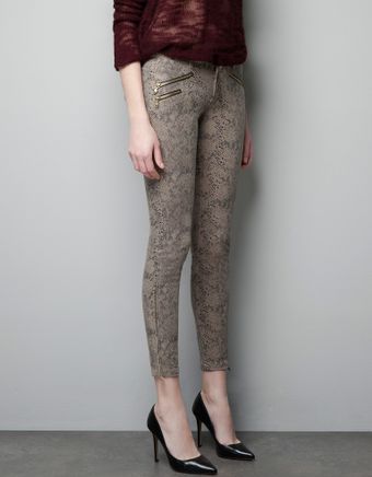 Zara Snake Print Trousers - Lyst